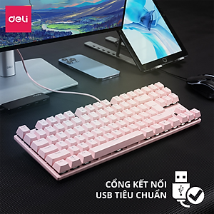 Bàn Phím Cơ Gaming Deli VS788 PRO LED RGB Chế Độ Nháy Cực Đẹp Khác Nhau, Phím Cơ Gõ Siêu Đã, Thiết Kế Nhỏ Gọn Tương Thích Với Laptop, PC, Máy Tính, Kiểu Dáng Gamer Game Thủ eSport Bàn Phím Văn Phòng - Hàng Chính Hãng