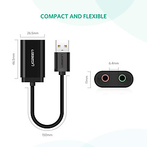 Dây USB 2.0 UGREEN US205 mở rộng sang đồng thời 2 cổng 3.5mm cho tai nghe + mic (DISABLE) - Hàng chính hãng