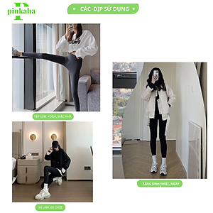 Quần Legging Nữ Dài Cạp Cao Đẹp Cao Cấp PINKAHA Nâng Mông Vải Thun Cotton Siêu Co Giãn 4 Chiều Ôm Sát