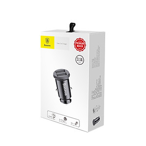 Tẩu sạc đa năng dùng cho xe hơi Baseus Grain Mini (5V, 3.1A Fast Charge, 2 cổng USB Car Charger) - Hàng Chính Hãng