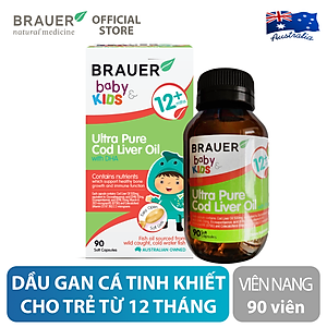 DHA dầu cá tuyết tinh khiết cho trẻ sơ sinh, trẻ nhỏ Brauer DHA Úc giúp phát triển trí não, tăng khả năng tập trung, cải thiện thị lực-OZ Slim Store