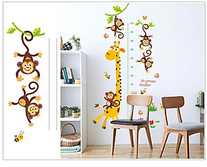 Decal dán tường thước đo chiều cao Hươu cao cổ 5 AmyShop (145 x 84 cm)