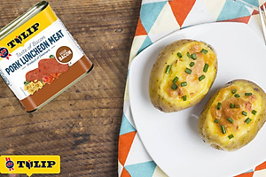 Thịt Heo Hộp Xông Khói Bacon Tulip 340g - Nhập Khẩu Đan Mạch | Tulip Pork Luncheon Meat with Bacon 340g