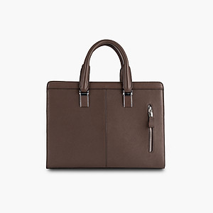 Túi Xách Nam Công Sở Cặp Da Doanh Nhân GENCE CDX14 Da Bò Cao Cấp Màu Nâu Đậm