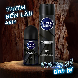 Xịt Ngăn Mùi NIVEA MEN Deep Than Đen Hoạt Tính (150 ml) - 80027
