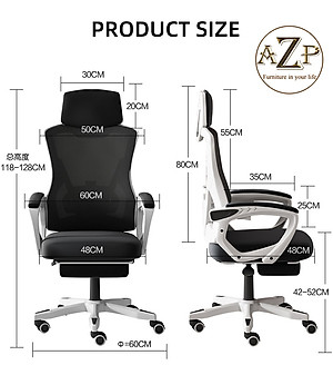Ghế Trưởng Phòng  Ergonomic AZP-9908-TRẮNG Hỗ Trợ Cột Sống Lưng, Có Ngả Lưng