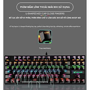 Bàn phím cơ máy tính - Bàn phím cơ gaming Crack K2 PRO, LED RGB 10 chế độ nháy khác nhau dành cho máy tính, laptop