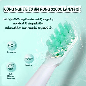 Bàn chải đánh răng điện KEMEI KM-713 công nghệ rung siêu âm 31000 lần/ phút điều chỉnh 6 chế độ đánh bay mảng bám sạch sâu gấp nhiêu lần so với bàn chải thủ công + Tặng kèm 5 đầu bàn chải thay thế - Hàng chính hãng