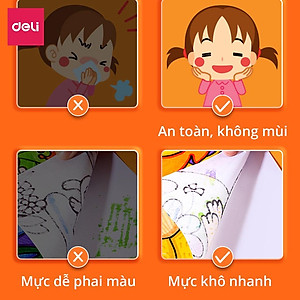 Bút Màu Marker Deli Họa Cụ Tô Màu Dạ An Toàn Cho Trẻ Em Kèm Túi Vải Họa Cụ Vẽ Tranh Cao Cấp 30/40/60/80 Màu - Phù Hợp Tô Màu Vẽ Tranh Manga Anime - HM900