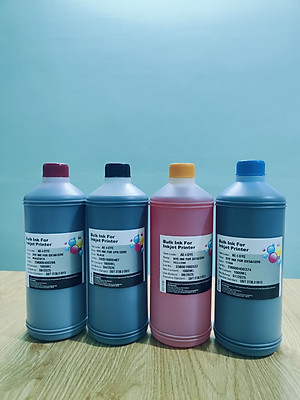 Set 4 chai Mực nước dye ink ( 1 lít/ chai)  màu xanh tương thích Epson Dx5 I3200, hàng nhập khẩu.