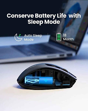 Ugreen UG90855MU006TK 4000dpi 2.4Ghz Bluetooth Chuột không dây + Bluetooth Ergonomic Mouse không kèm pin AA - HÀNG CHÍNH HÃNG