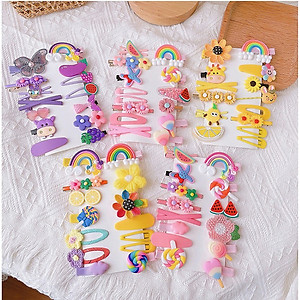 Set 14 Kẹp Tóc Nhiều Màu Sắc, Họa Tiết Đa Dạng Đáng Yêu Cho Bé