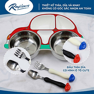 Set khay ăn dặm cho bé bằng Inox và Nhựa cao cấp Royalcare phù hợp ăn BLW, ăn dặm kiểu Nhật và ăn dặm truyền thống 