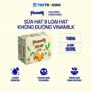 Thùng 24 hộp sữa 9 loại hạt không đường Vinamilk Super Nut 180ml