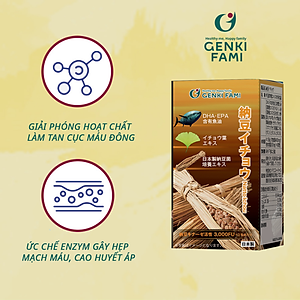 Viên Uống Phòng Ngừa Đột Quỵ, Bổ Não Nattokinase 3000FU Natto Ichou Genki Fami Nhật Bản