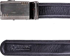 Thắt lưng nam da bò Huy Hoàng răng cưa màu đen HT4132