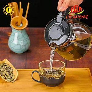 Bộ Bình Trà Thủy Tinh Kèm 4 Ly Lưới Lọc Inox 304 Không Gỉ Tiện Lợi - Hàng Chính Hãng