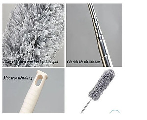 Chổi Quét Trần Nhà Bằng Sợi Cán Dài Xếp Gọn 2m8 - Chổi Quét Bụi Đa Năng Rút Xoay 360 Độ