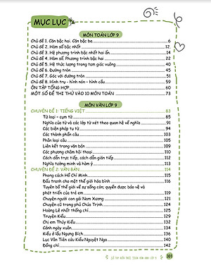 Sổ tay kiến thức Toán - Văn – Anh Lớp 9