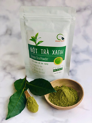 Bột Trà Xanh Sấy Lạnh Nguyên Chất Quảng Thanh Gói 100gr - Đắp mặt làm dịu da, kháng khuẩn, kháng viêm, giảm cân