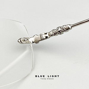 Gọng Kính Cận, Kính Giả Cận Nam Nữ, Gọng Khoan Mắt Chữ Nhật Không Viền, Sang Trọng Thanh Lịch, Cứng Cáp - BLUE LIGHT