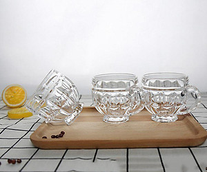 Bộ 6 ly 180ml bằng thuỷ tinh có tay cầm thích hợp uống trà, cafe - hàng chính hãng