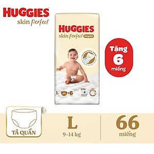 Tã quần Huggies Skin Perfect L Super Jumbo 60+6 miếng với 2 vùng thấm giảm kích ứng da