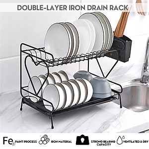 Mua 2-Tier Dish Drying Rack Kitchen Washing Holder Basket Plated
