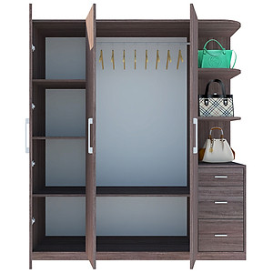 [Miễn phí vận chuyển & Lắp đặt tại TP. Hồ Chí Minh] Tủ quần áo gỗ cao cấp thiết kế thông minh 3 cánh, nhiều ngăn hộc phong cách sang trọng Ohaha - TQA032 - Màu E/Màu Xám