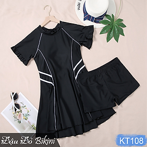 Bikini big size nữ, đồ bơi áo tắm size lớn cho người béo, dáng váy giấu bụng quần sooc đùi rời, hàng chất đẹp xịn | KT108