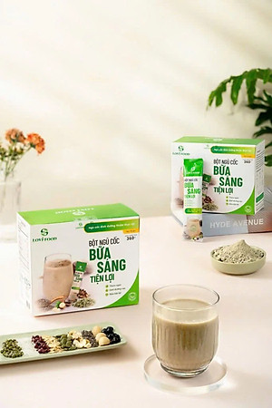 Bột Ngũ Cốc Lovifood Bữa Sáng Tiện Lợi (20 gói x 18g) - Thay Thế Bữa Ăn, Giảm Nguy Cơ Mắc Bệnh Tiểu Đường, Chống Oxy Hóa, Tốt Cho Tim Mạch, Bổ Sung Nội Tiết Tố, Đẹp Da - Thơm Ngon, Dễ Uống - Người Tập Gym và Yoga, Ăn Kiêng, Ăn Chay, Tiểu Đường, Tim Mạch