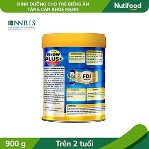 Sữa Bột Nutifood GrowPLUS+ Biếng Ăn (Xanh) 2+ Lon 900G - Tăng cân khoẻ mạnh