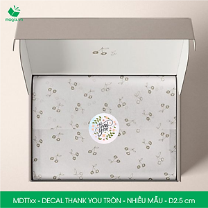 MDTT - D2.5cm - 50 Sticker Thank you, decal Thank you tròn dán hộp carton, tem cám ơn, nhãn dán cảm ơn trang trí gói hàng - Nhiều màu