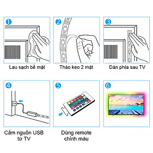 Dây Led 5050 RGB Trang Trí TV, Case PC Điều Khiển Remote Cảm Biến Nhạc, Nguồn USB