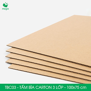 TBC03 - 100x75 cm - 5 tấm bìa carton 3 lớp nguyên tấm cứng cáp, bìa gói hàng, bìa mô hình