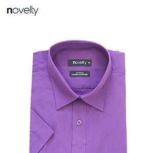 Áo sơ mi nam Novelty ngắn tay trơn màu 171140N vạt ngang