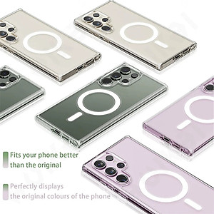 ốp lưng magnetic cho Samsung Galaxy S22 Ultra / S22 Plus / S22 5G hiệu HOTCASE Ultra Crystal Clear - thiết kế trong suốt, chống sốc chống va đập - Hàng nhập khẩu