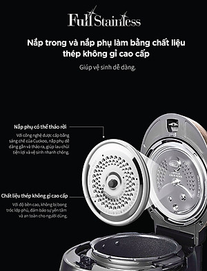Nồi cơm điện tử áp suất Cuckoo 1.08 lít CRP-R0600F màu đen - Bản Quốc Tế tiếng Anh - Hàng chính hãng