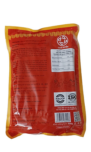 Bún gạo lứt Cao Tuyền 500g, đặc sản Cao Bằng, thơm ngon, bổ dưỡng, tốt cho sức khỏe, làm từ 100% bột gạo lứt Huyết Rồng