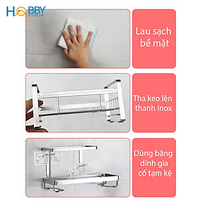 Kệ để đồ rửa bát có khay nhựa dán tường inox 304 Hobby Home Decor KRC1