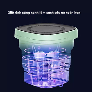 Máy giặt mini tự động, khử khuẩn bằng ánh sáng xanh, giúp quần áo sạch khuẩn