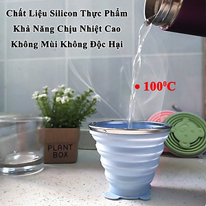 Cốc Gấp Gọn Silicon KUNBE Có Nắp Đậy Dây Treo Tiện Lợi