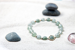 Vòng Tay Đá Phong Thủy Nữ Thạch Anh Tóc Xanh Thiên Nhiên AAAA Mạng Mộc - Hỏa VT056