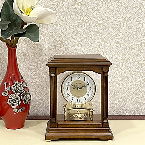 Đồng hồ để bàn Nhật Bản Rhythm CRH176NR06, Kt 23.5 x 28.0 x 15.0cm, 2.5kg Vỏ gỗ. Dùng Pin.