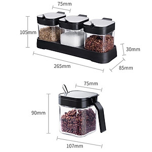 Hũ Gia Vị Thủy Tinh Dày Dặn Nắp Bật INOX 304, Có Thìa Múc Phong Cách Nhật Bản Tinh Tế - HÀNG CHÍNH HÃNG MINIIN
