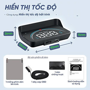 Thiết Bị Hiển Thị Tốc Độ Kính Lái Xe Hơi HUD OBD2 M8S 3.5 Inch Hiển Thị Rõ Nét Tự Lắp Đặt Đơn Giản Tại Nhà