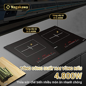 Miễn phí giao lắp toàn quốc - Bếp Đôi Điện Từ Inverter Nagakawa NAG1202M (4800W) - Made in Malaysia - Bảo hành 5 năm - Hàng Chính Hãng