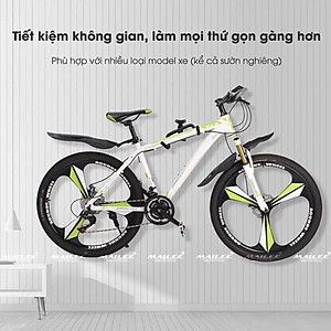 Giá treo xe đạp gắn tường ngang 2 nhánh MTR-360 có điều chỉnh nghiêng 360 độ, gập gọn lên 90 độ, kéo dài thu gọn (đầy đủ phụ kiện) + kèm dây buộc bánh xe - Mai Lee