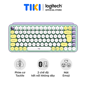 Bàn phím cơ không dây bluetooth | USB Logitech POP KEYS - với 8 phím emoji có thể điều chỉnh, switch tactile, kết nối 3 thiết bị - Hàng chính hãng