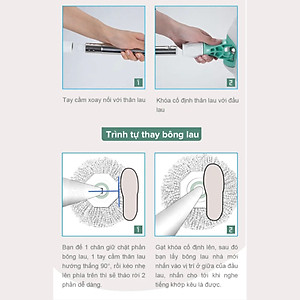 Bộ Lau Nhà MyJae Sợi Microfiber Xoay 360 Độ Thông Minh, Lau Sạch Nhanh Khô 134cm